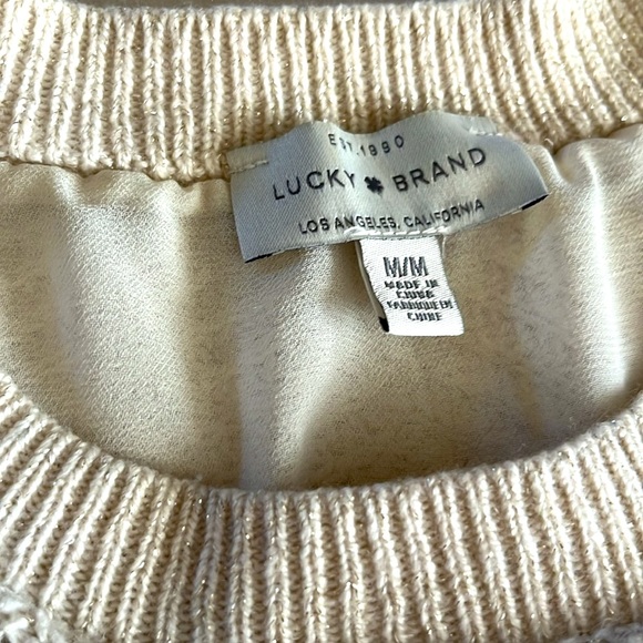 Lucky Brand gold flecked double layer statement sweater in a soft cream - Picture 10 of 10